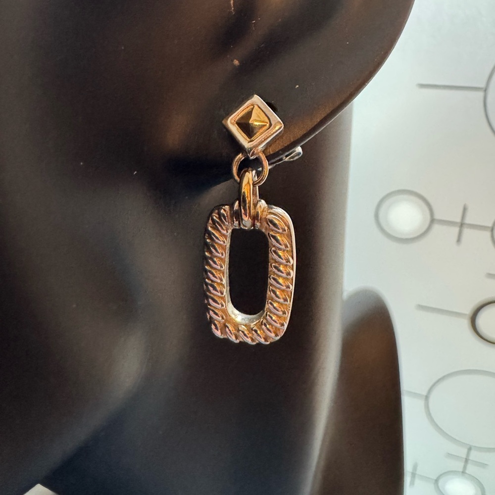 Lorenzo 18k & Sterling Rope Link Drop Earrings ::SIGNED::